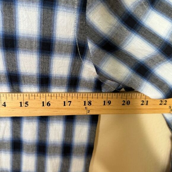 Scotch & Soda Shirt Mens Medium Blue Button Up Plaid Long Sleeve Classic Fit New - Picture 11 of 12
